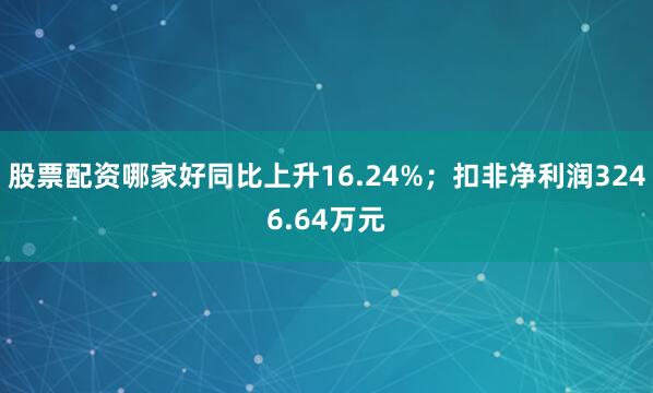 股票配资哪家好同比上升16.24%；扣非净利润3246.64万元
